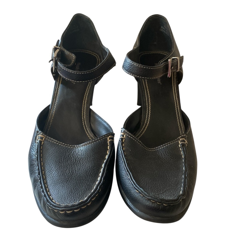 Hush Puppies Black Leather Powell Ankle Strap Shoes. Size 9